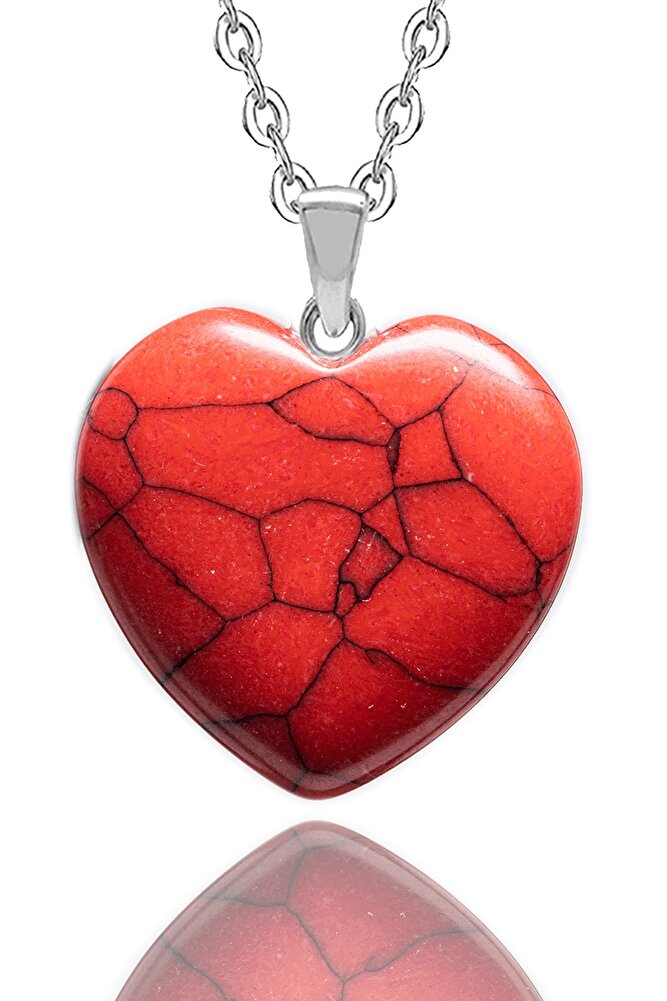 Sertifikalı Kalp Model Gerçek Kırmızı Havlit Taşı Kolye