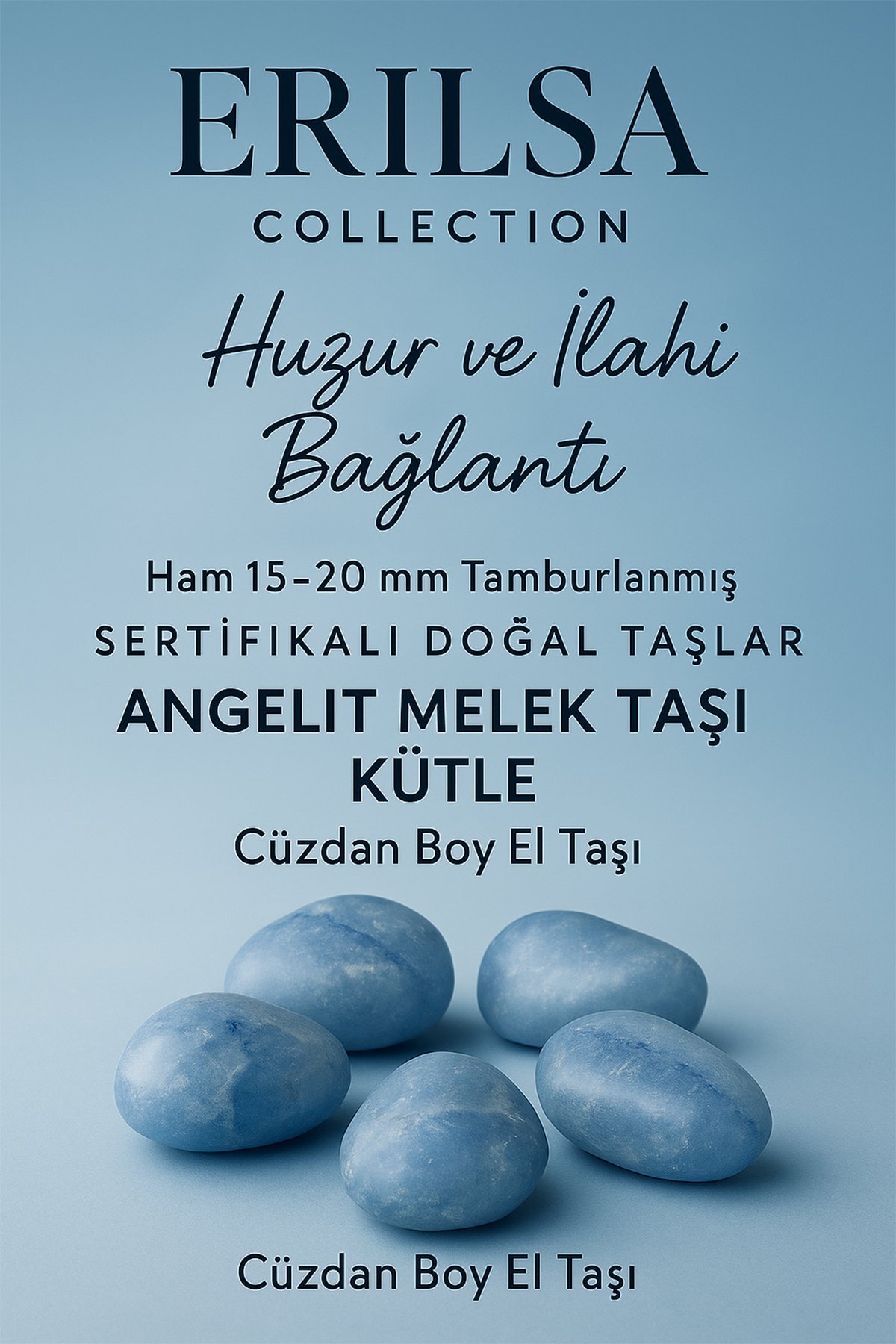 Sertifikalı Cüzdan Boy Angelit Melek Taşı Kütle – Huzur ve İlahi Bağlantı Taşı