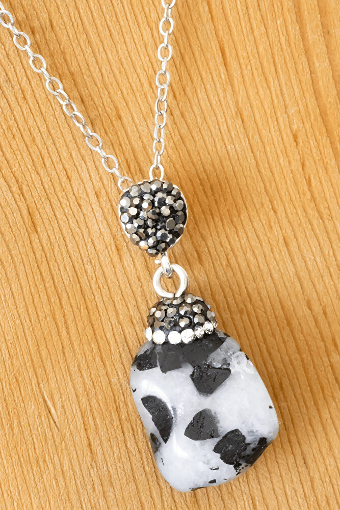 Sertifikalı Zirkon Taşlı Turmalinli Rutil Kuvars Taşı Kolye