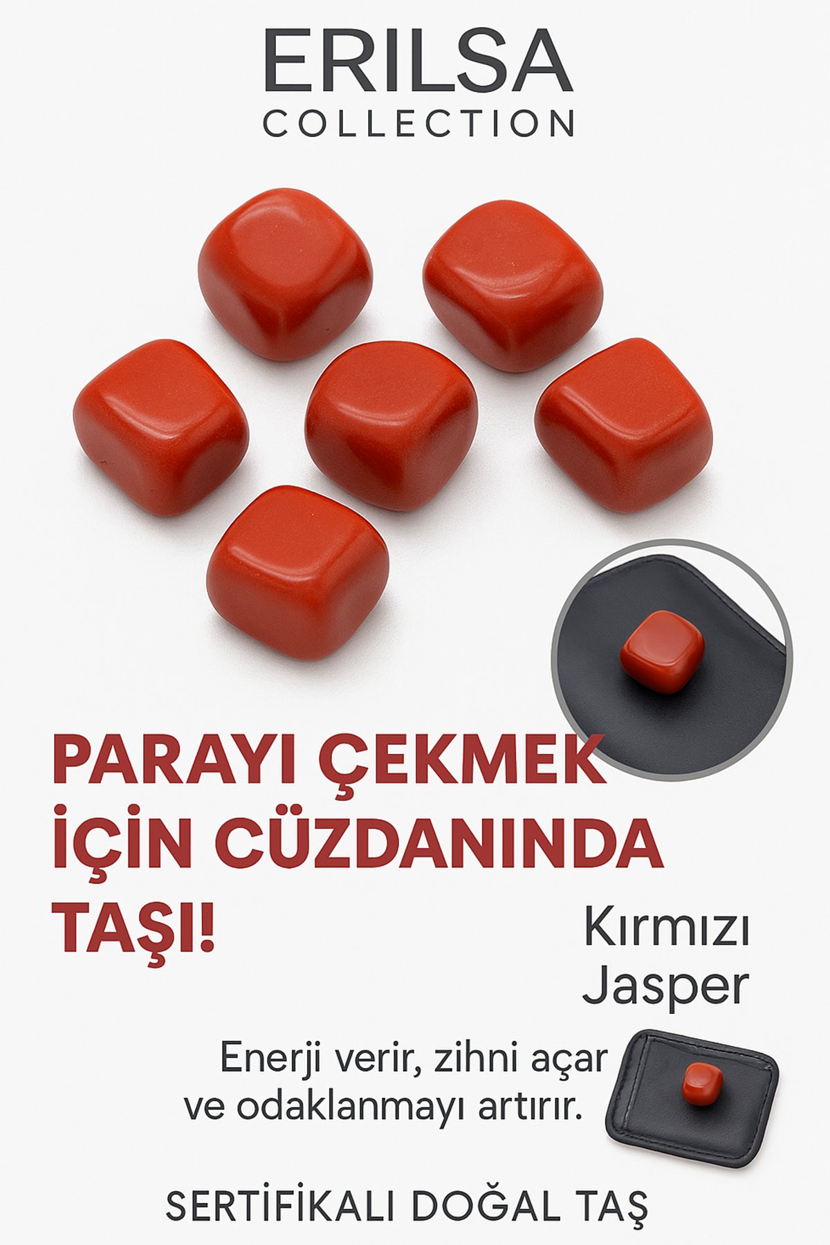 Sertifikalı Cüzdan Boy Kırmızı Jasper Taşı Kütle - Güçlü Bir Duruş ve Kararlılık Kazandırır