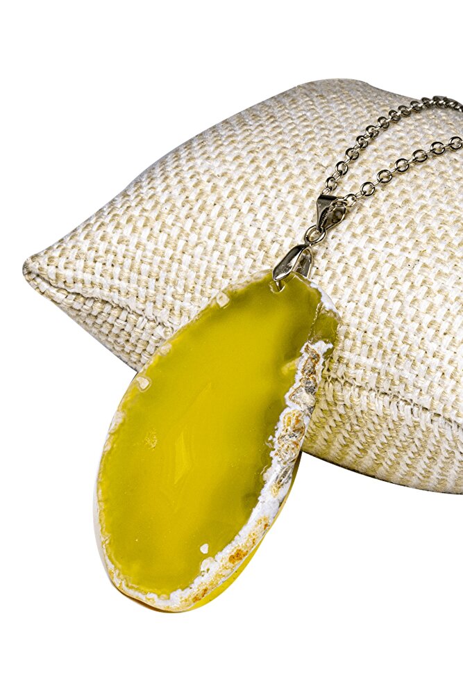 Sertifikalı Gümüş Aparatlı Doğal Olivin Akik Taşı Plaka Kolye