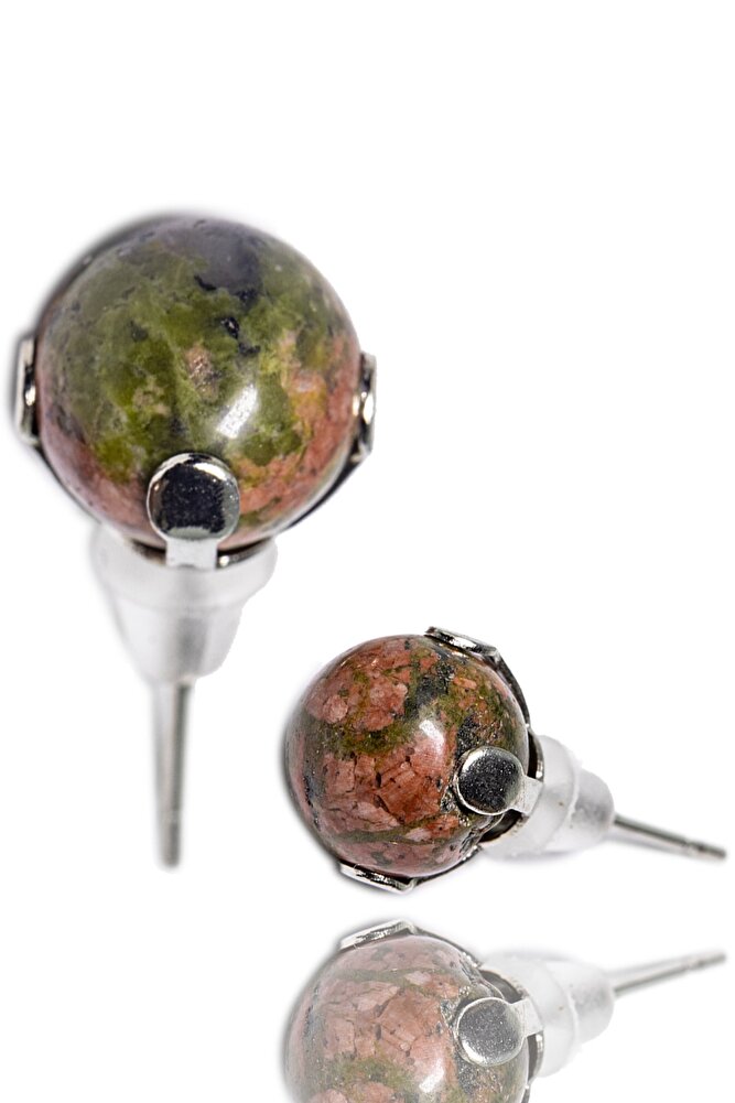 Sertifikalı Doğal Unakit Taşı Nokta Doğal Taş Küpe