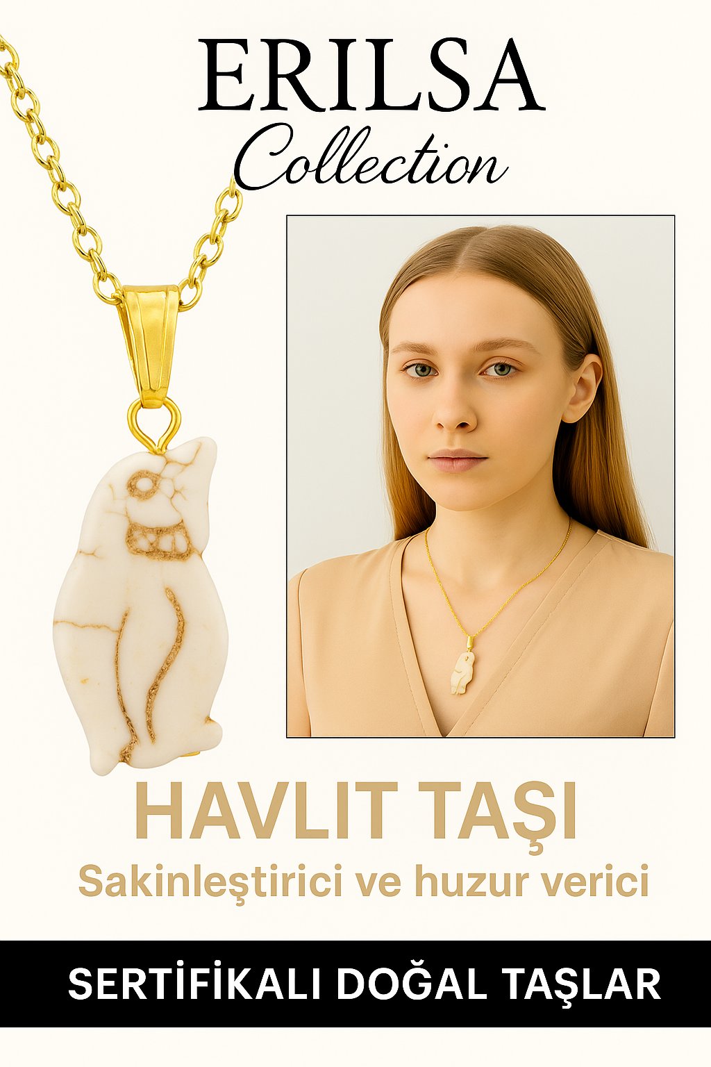 Sertifikalı Sarı Renkli Penguen Model Havlit Taşı Kolye – Huzur, Sadakat ve Ruhsal Denge