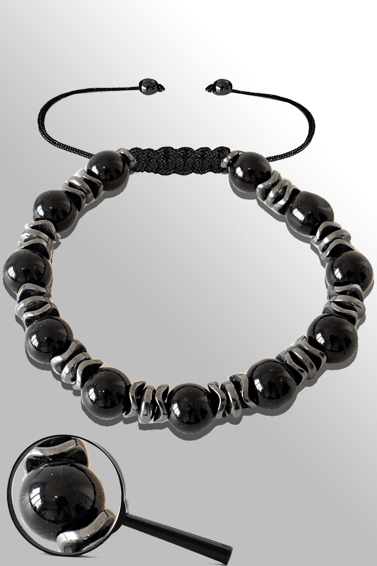 Sertifikalı Hematitli 8 Mm Doğal Fasetli Siyah Turmalin Taşı Bileklik