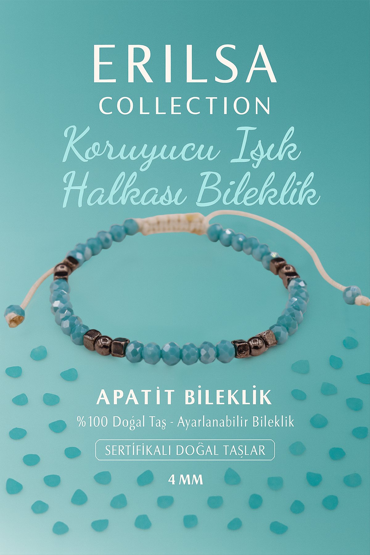 Sertifikalı Koruyucu Işık Halkası Enerji Kalkanı Bilekliği - Apatit ve Terahertz Taşı