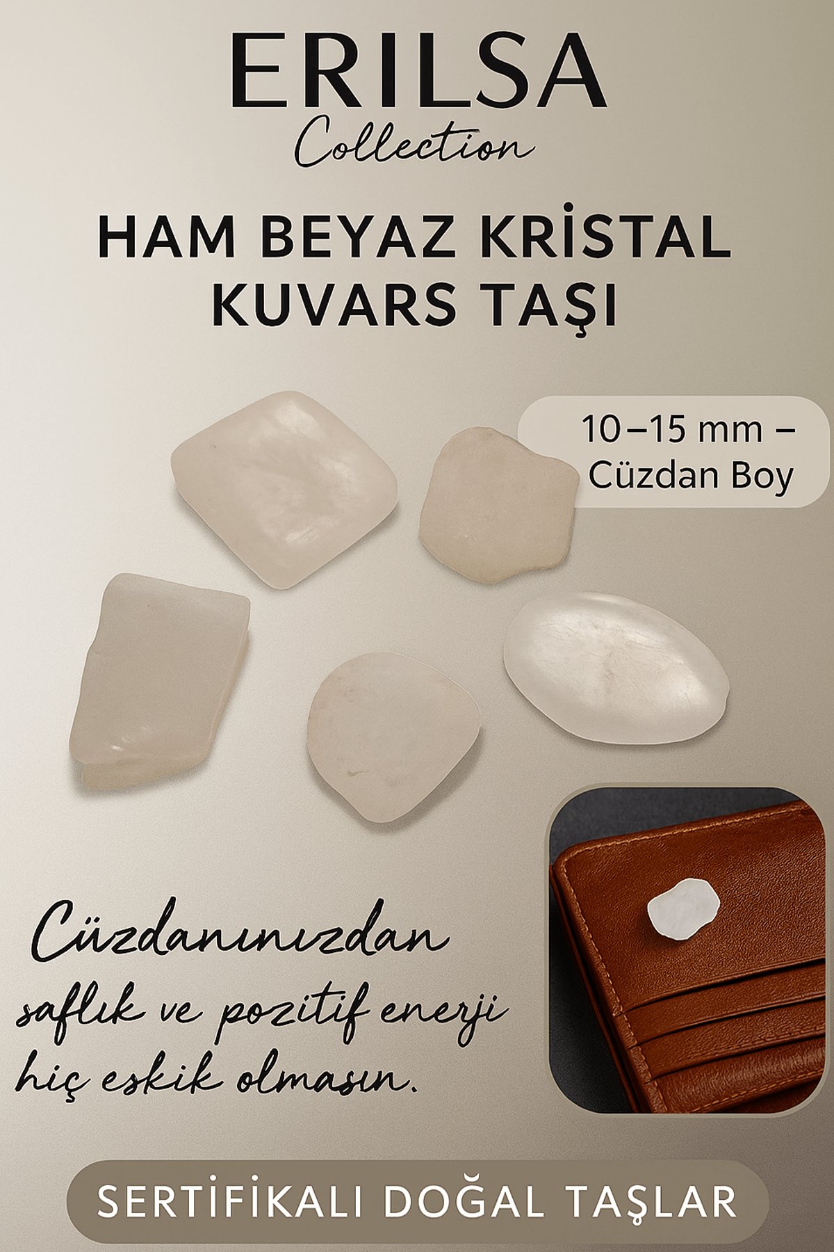 Sertifikalı Doğal Beyaz Ham Kristal Kuvars Taşı Kütle 10-15 mm – Saflık ve Pozitif Enerji