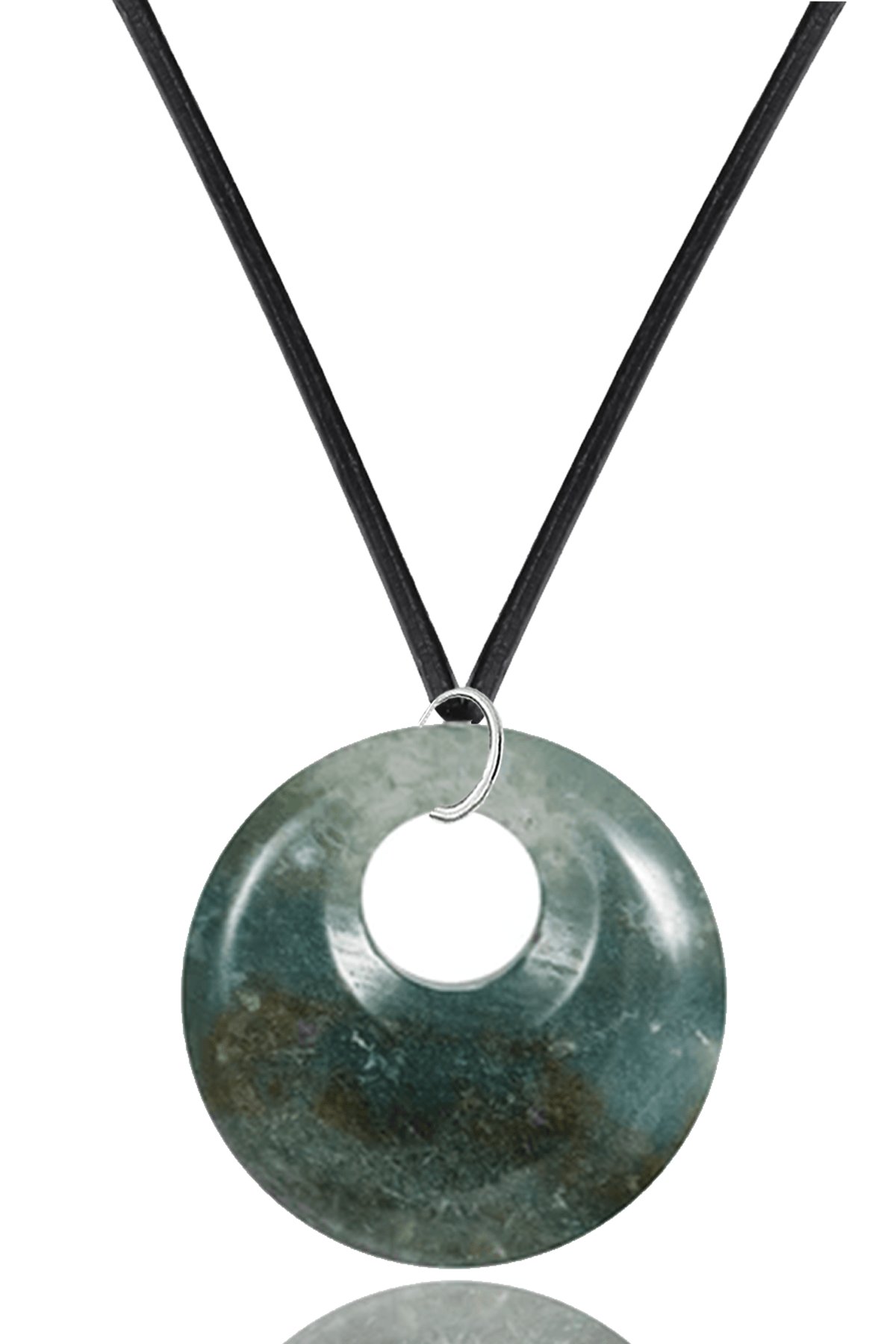 Sertifikalı Deri İpli Doğal Hint Akiği Taşı Kolye