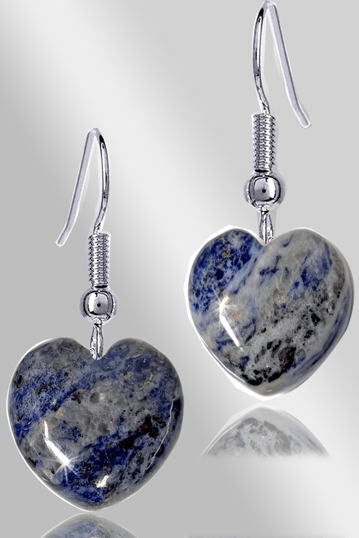 Sertifikalı Kalp Model Lapis Lazuli Taşı Doğal Taş Küpe