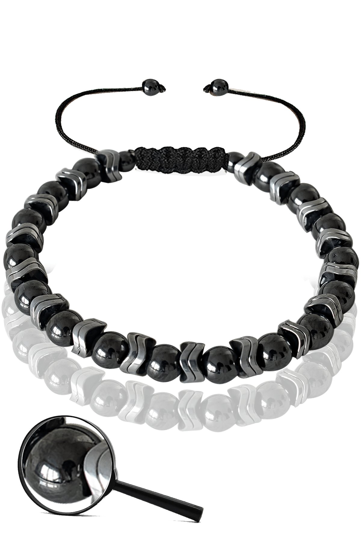 Sertifikalı Silver Hematit - Terahertz Taşı Bileklik (Ayarlamalı)