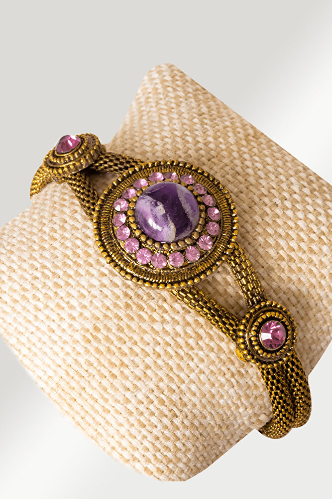 Sertifikalı Tilki Kuyruğu Model Ametist Bileklik - Ayarlamalı