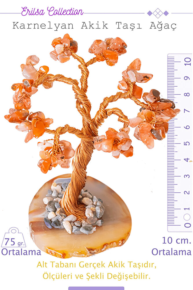 Sertifikalı Gerçek Karnelyan - Karneol Akik Taşı Ağaç - Akik Plakalı