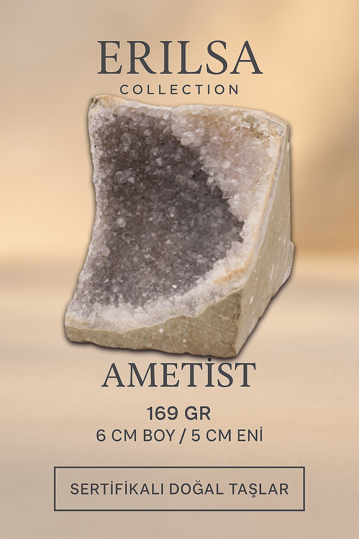 Sertifikalı Ametist Taşı Kütlesi 169 Gr – Ham Doğal Kristal Dekoratif Taş Stresi Azalt Huzur Ver