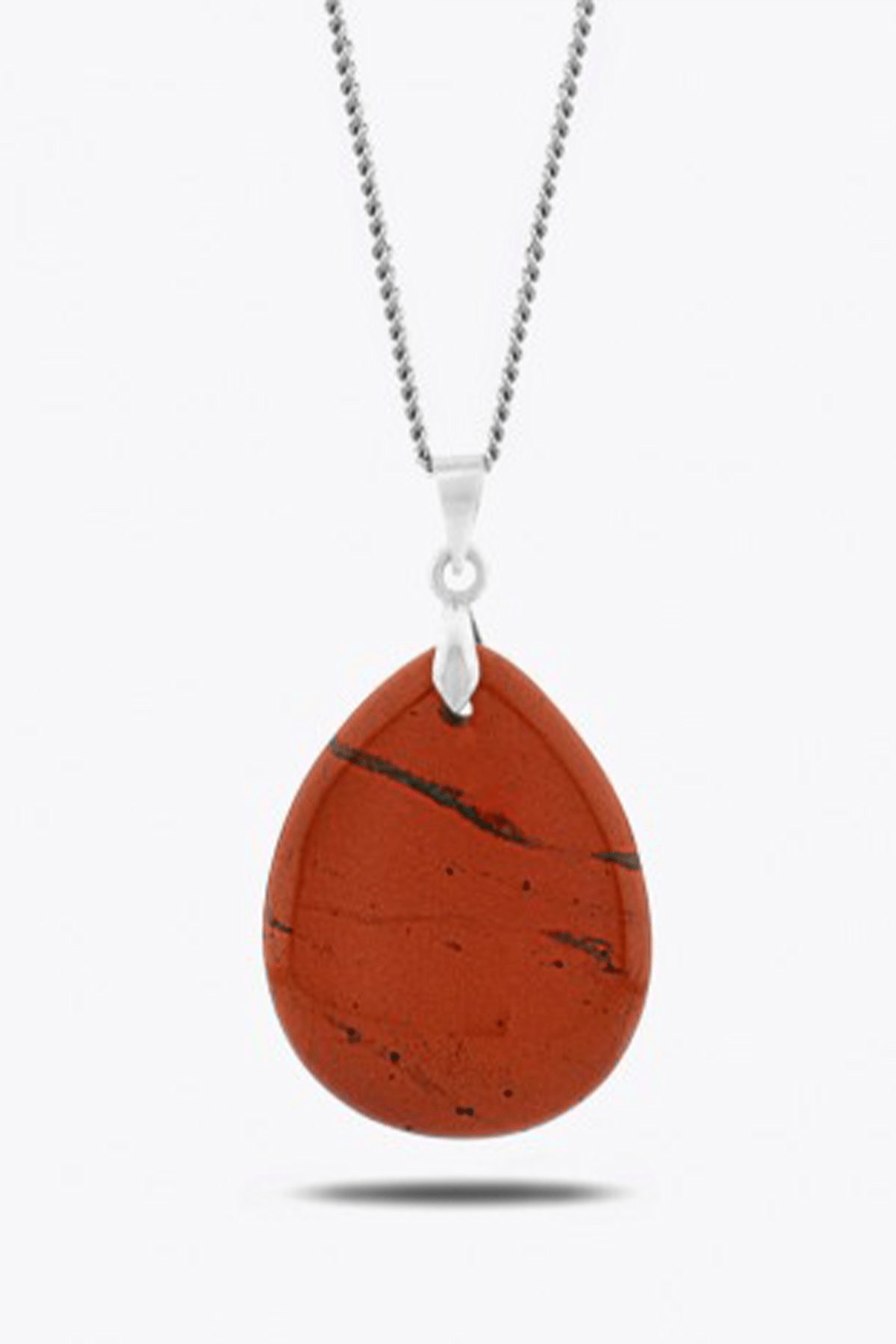 Sertifikalı Damla Model Gerçek Kırmızı Jasper Taşı Kolye - Gümüş Aparatlı