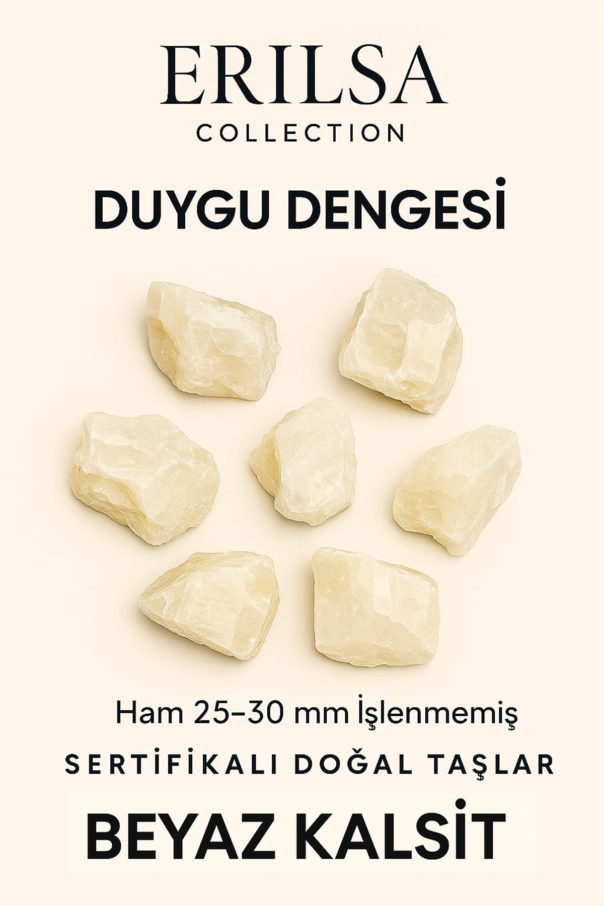 Sertifikalı Ham İşlenmemiş Beyaz Kalsit Taşı Kütle Zihni Arındırır ve Enerji Alanını Temizler