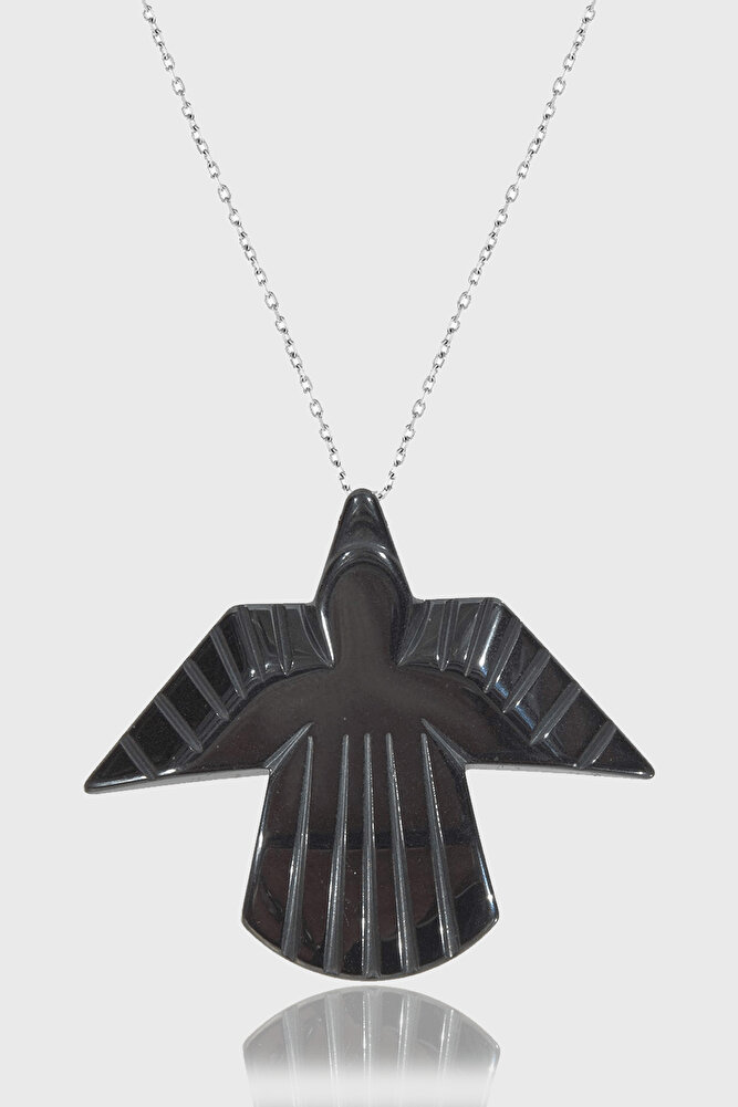 Sertifikalı AAA+ Uçan Kartal Model Doğal Taş Hematit Taşı Kolye