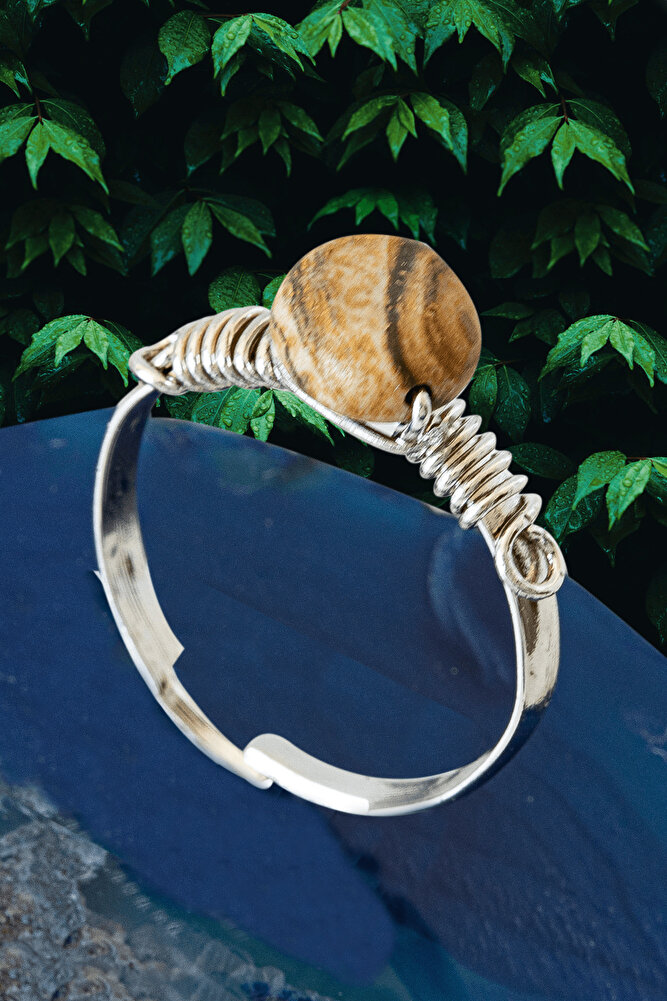 Sertifikalı Kırık Taşlı İnce Model Toprak Jasper Taşı Yüzük - Ayarlamalı