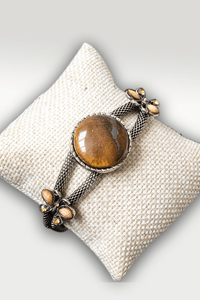 Sertifikalı Tilki Kuyruğu Model Kelebek Kaplan Gözü Taşı Bileklik - Ayarlamalı