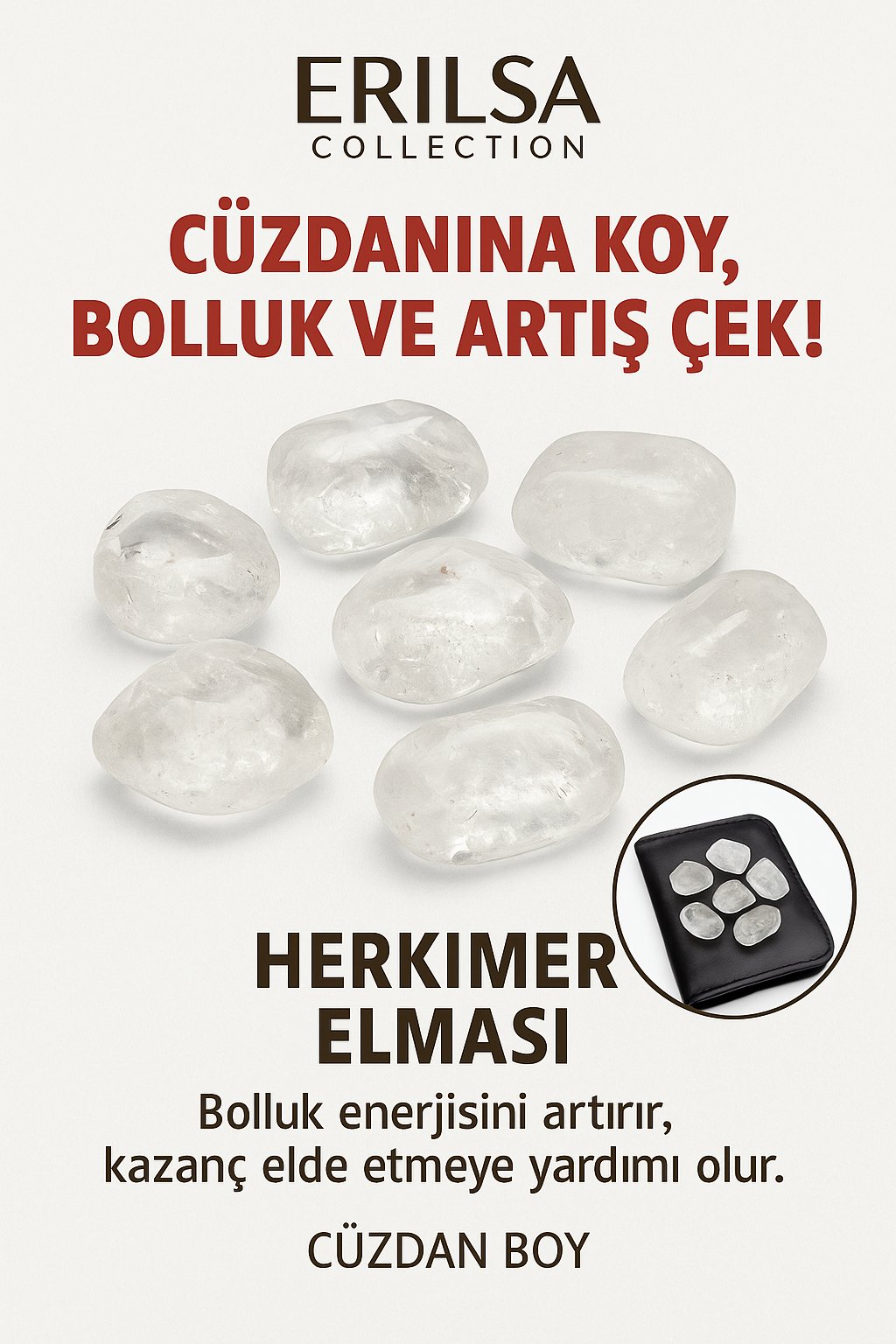 Sertifikalı Cüzdan Boy Herkimer Elması Taşı - Berraklık ve Netlik Hissi Kazandırır