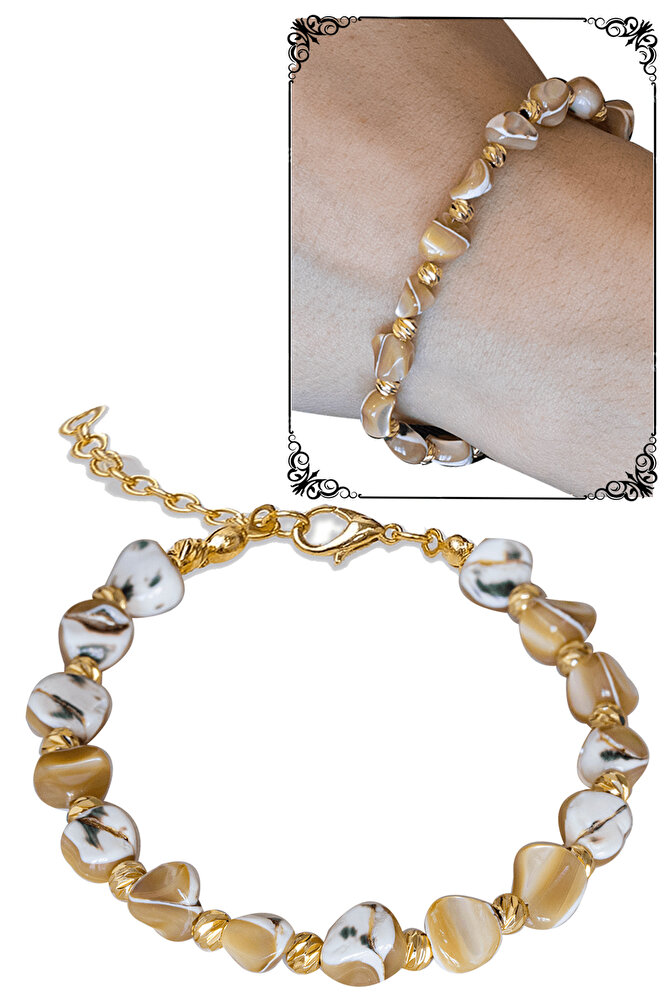 Sertifikalı Kahverengi Sedef Taşı Bileklik - Ayarlamalı