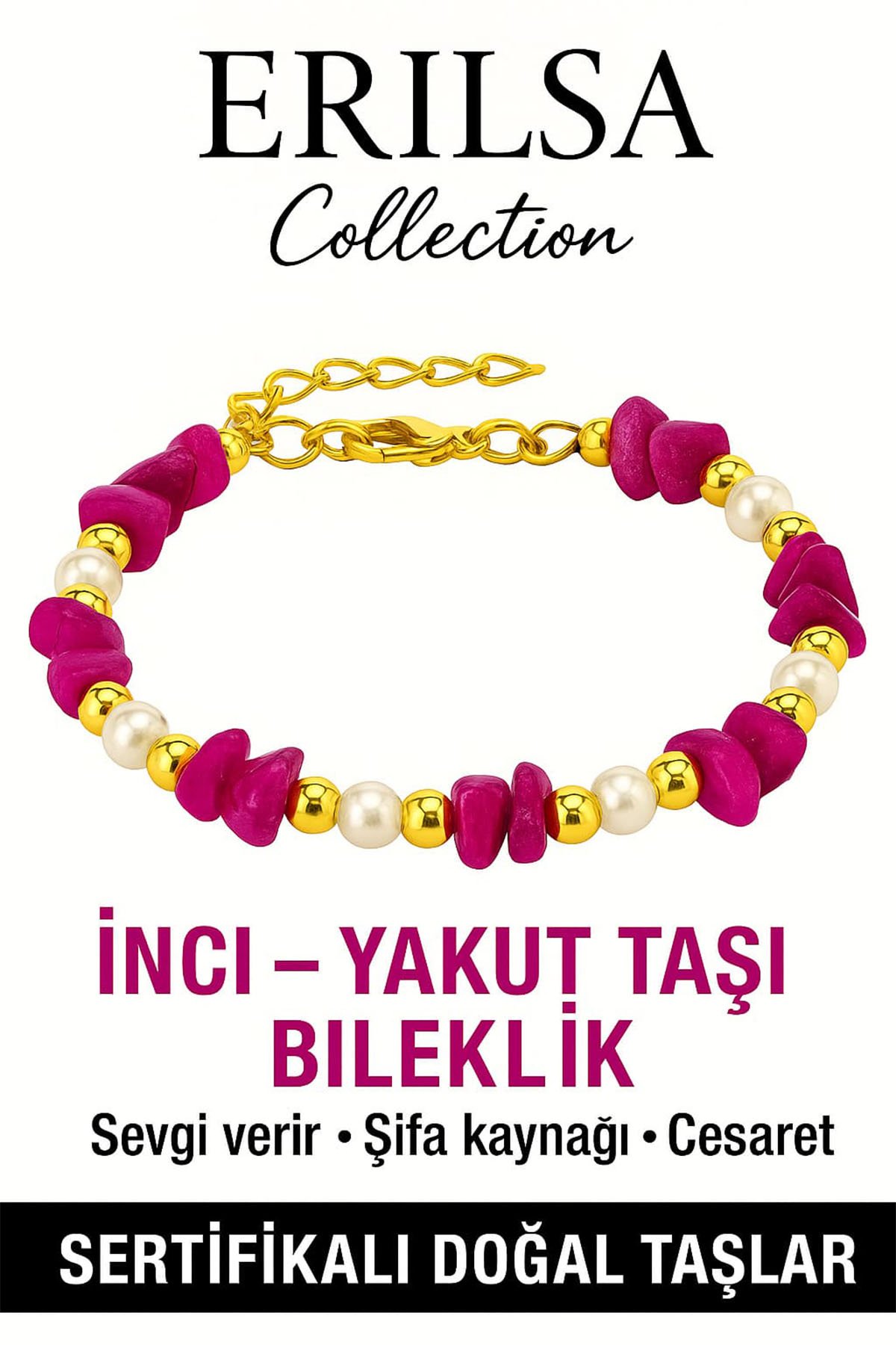 Sertifikalı İnci ve Yakut Taşı Bileklik – Enerji ve Zarafet