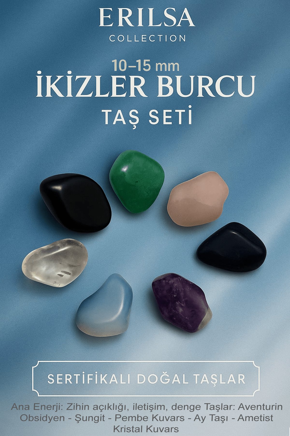 Sertifikalı İkizler Burcu Doğal Taş Kütle Seti 10-15 mm - Zihin Açıklığı ve Denge Enerjisi Taşları