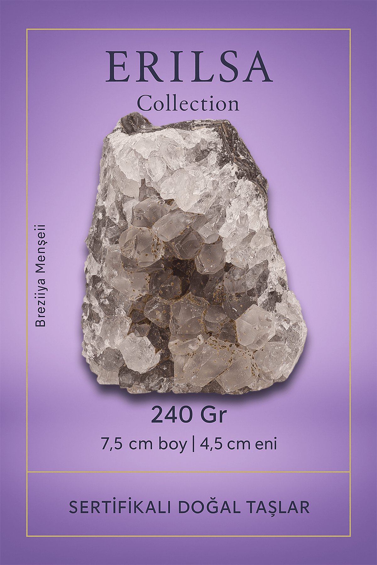 Sertifikalı Kahverengi Ametist Taşı Kütlesi 240 Gr – Ham Doğal Kristal Dekoratif Taş Parçası