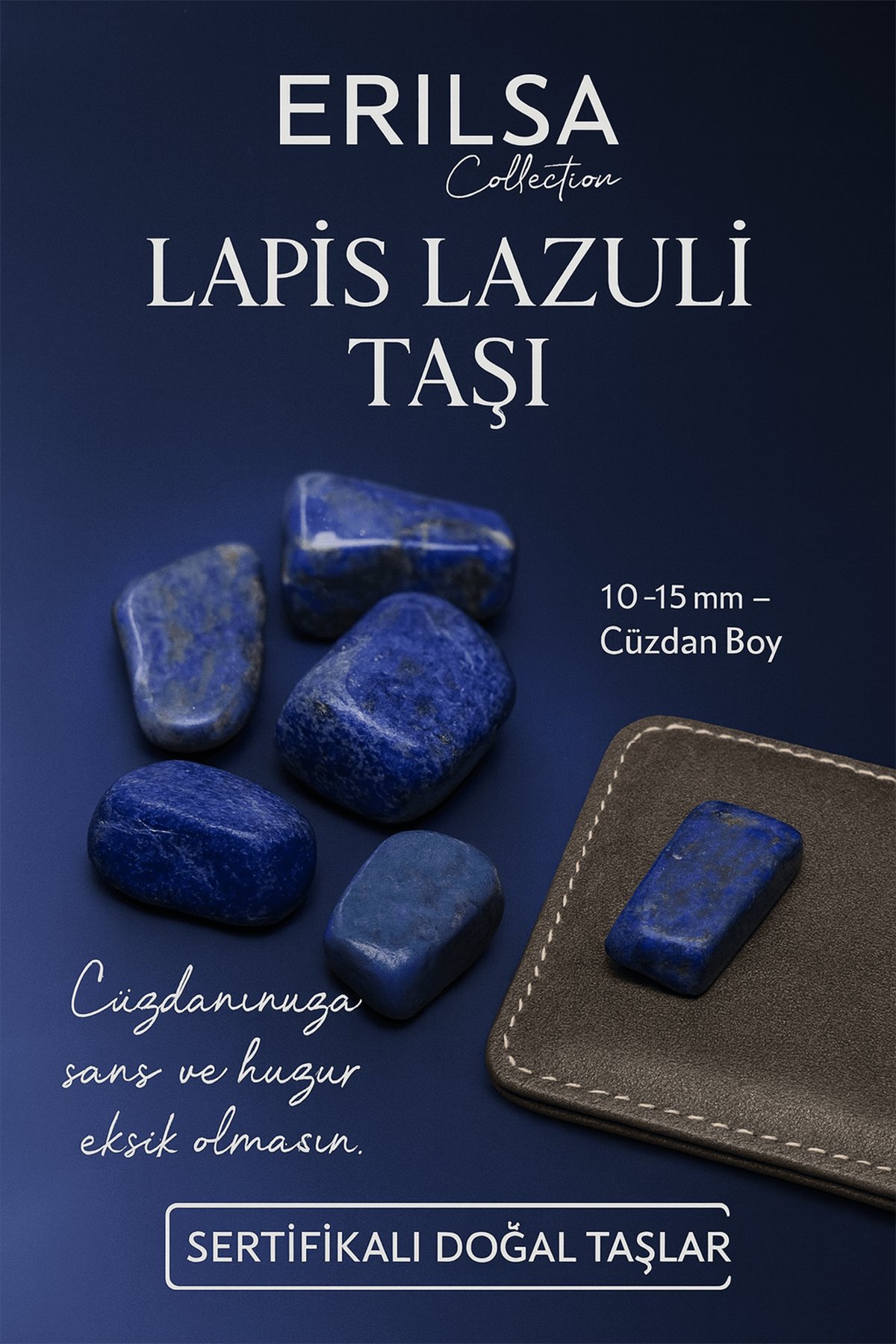 Sertifikalı Doğal Lapis Lazuli Taşı Kütle 10-15 mm – Bilgelik, Şans ve Huzur Taşı