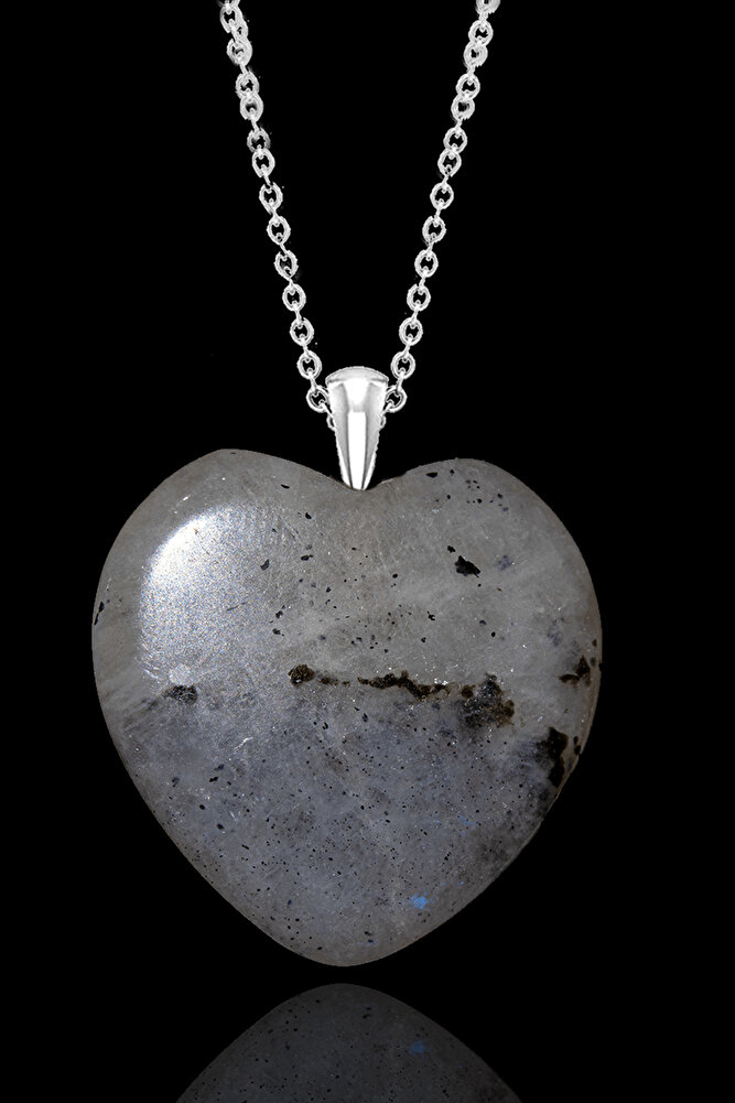 Sertifikalı Kalp Kesim Gerçek Ay Taşı Kolye