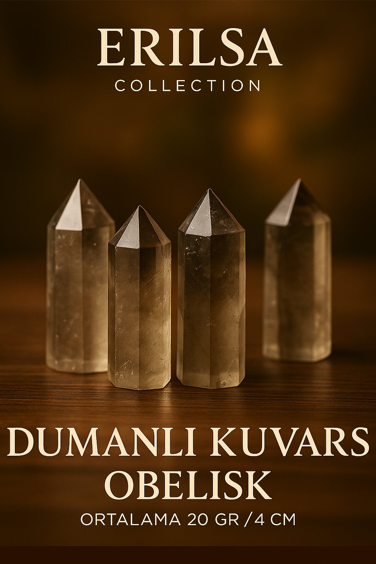 Dumanlı Kuvars Kazık Obelisk Şifa Kristali – Negatif Enerji Temizleyici Doğal Taş Sütun