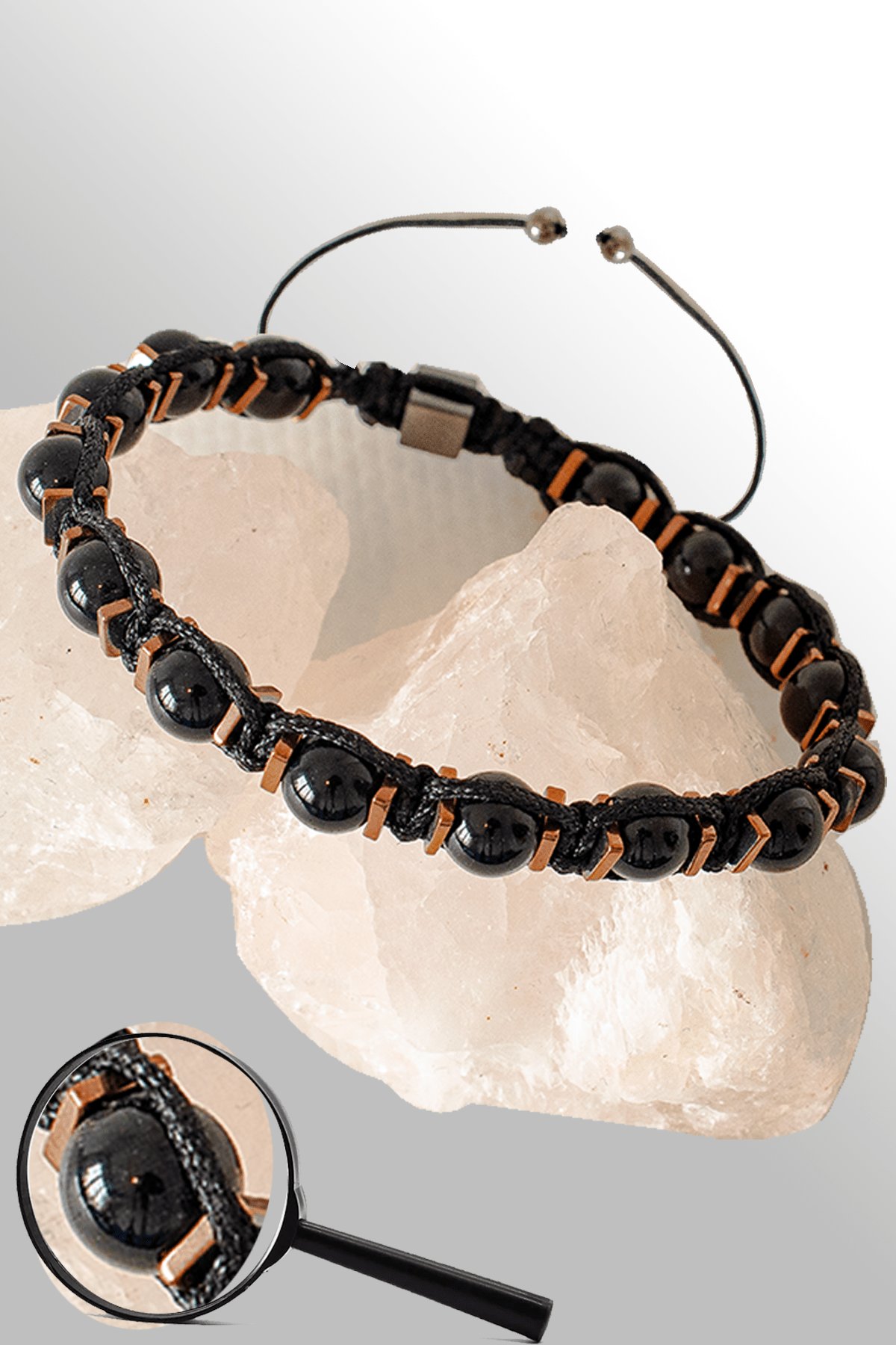 Sertifikalı Rose Hematitli 6 Mm Doğal Şungit (Shungite) Taşı Bileklik