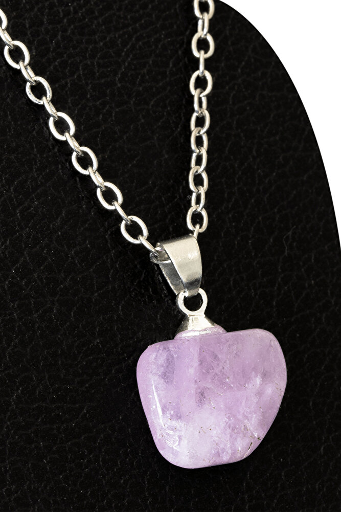 Sertifikalı Ham Işlenmemiş Kunzit Taşı Kolye (MİNİ BOY)