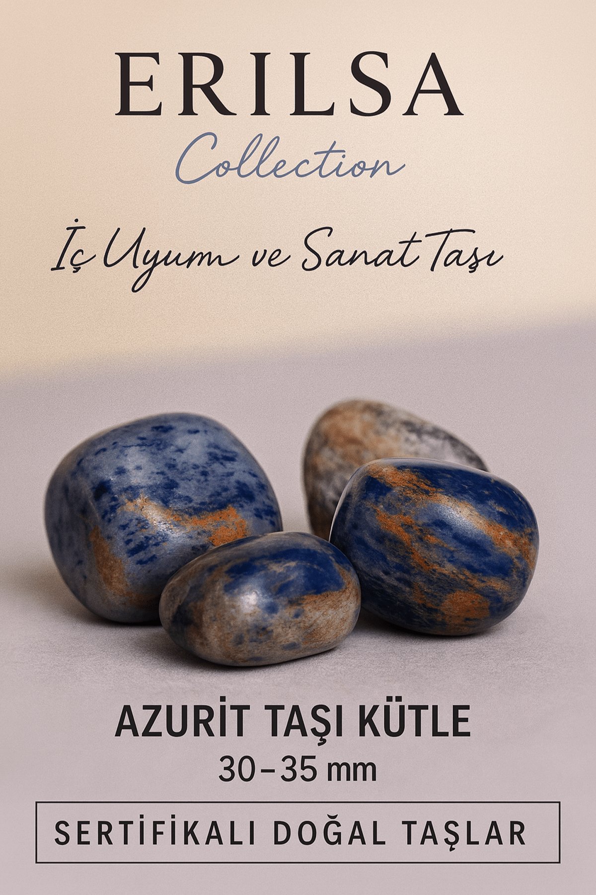 Sertifikalı Azurit Taşı Kütle 30–35 mm İç Uyum Sanat ve Yaratıcı Enerji Taşı
