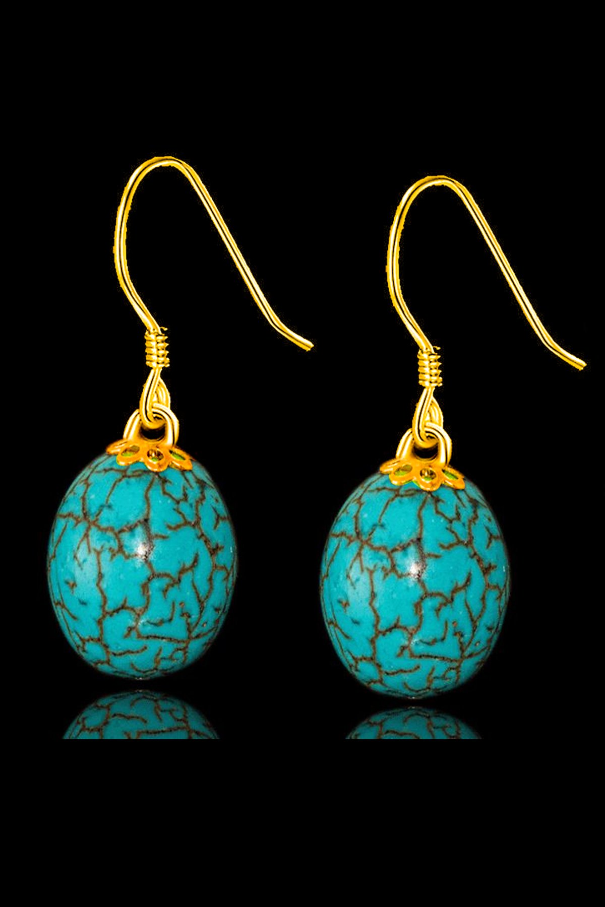 Sertifikalı Orijinal Gold Küre Model Firuze Taşı Küpe (Turkuaz Taşı)