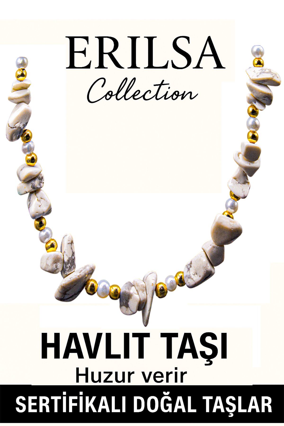 Sertifikalı Kırık Taşlı Model İnci - Havlit Taşı Kolye