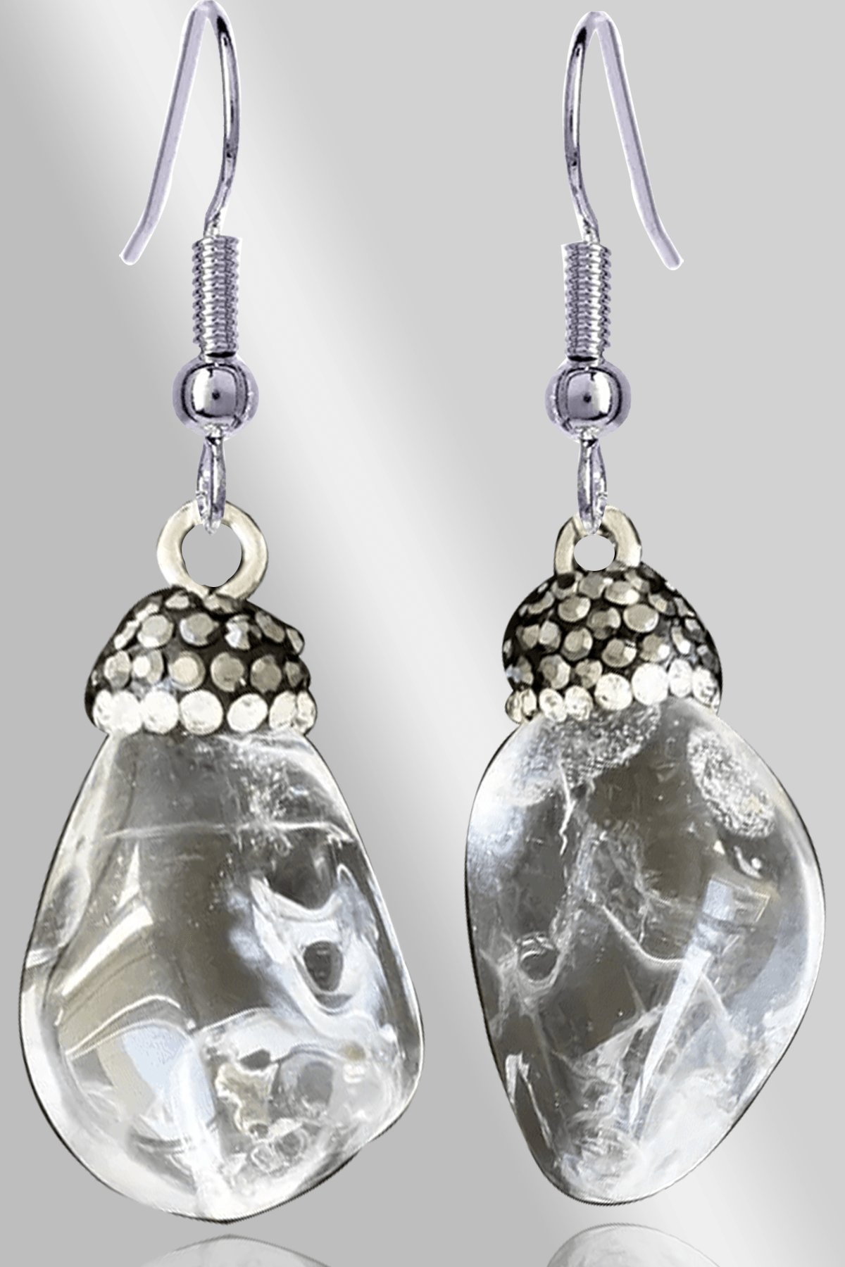 Sertifikalı Zirkon Taşlı Model Kristal Kuvars Taşı Doğal Taş Küpe